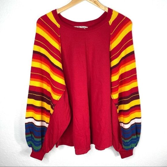 -Free People Rainbow Dreams Knit Top NWT